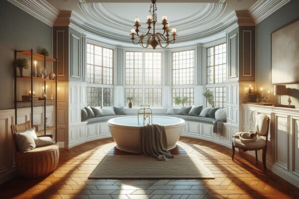 Tub in Front of Bay Window Layout: Stylish Layout Inspirations