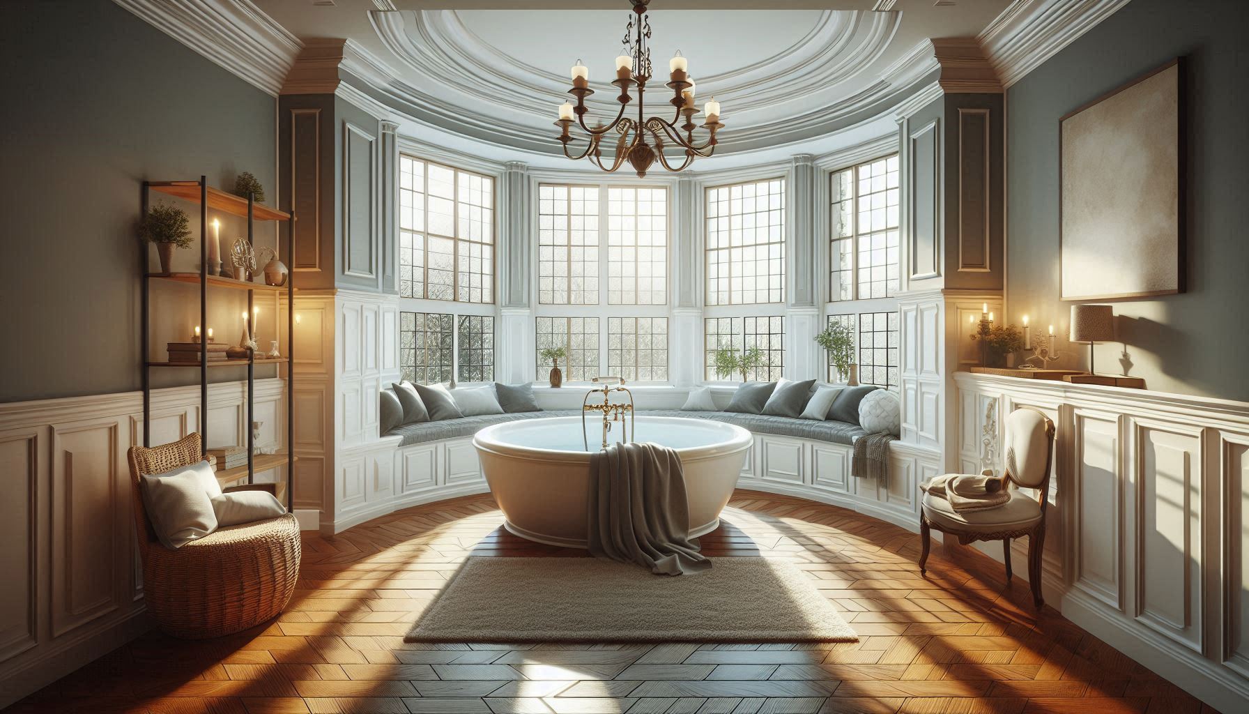 Tub in Front of Bay Window Layout: Stylish Layout Inspirations